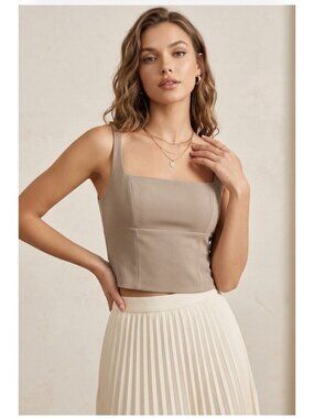 Abercrombie & Fitch Corset Top Beige Size XL Neutral Minimalist Coastal Spring